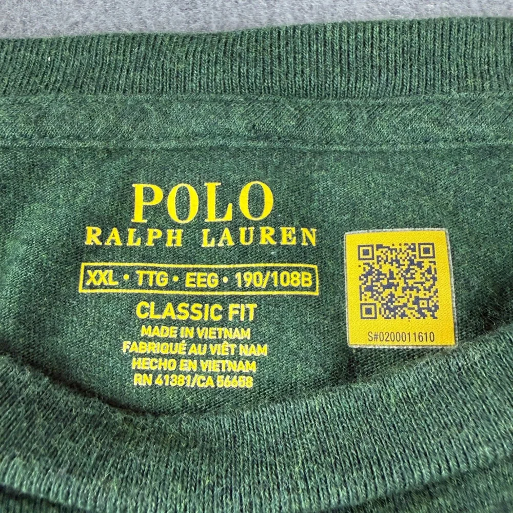 Polo Ralph Lauren Shirt Men's 2XL Green Long Sleeve Classic Fit Pony Logo Tee